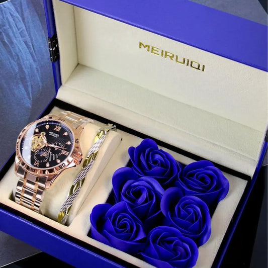 Men'S Business Fashion Watch & Bracelet Set, Fashion Watch Set for Party, Daily Clothing Decor, Trendy All-Match & Exquisite Watch Set for Birthday Gift